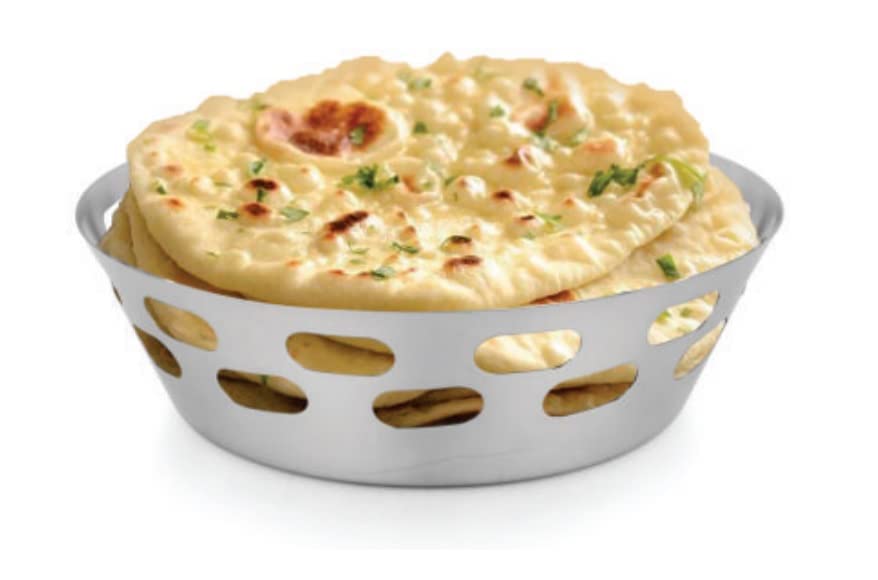 FINALITY Stainless Steel Mirror Finish Round Capsule Punch Bread Basket/Roti/Chapati/Naan Tokri/Serving Basket for Home, Hotel, Restaurant, Size-21cm, Pack Of- (1)