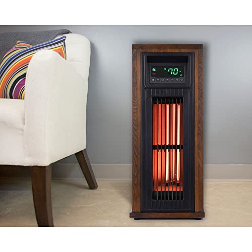 LifeSmart 23'' 3-Quartz Infrared Tower Heater with Oscillaton, Remote Control and Timer, 3 Settings with Fan Only Mode, LED Display