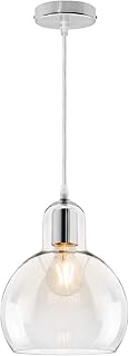 Mini Globe Clear Glass Pendant Light Modern Transparent Lamp Shade Chrome Ceiling Rose M0185G