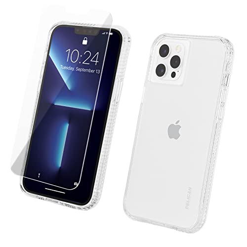 Pelican iPhone 12 Pro Max Case with Screen Protector [Wireless Charging Compatible] [10FT MIL-Grade Drop Protection] Shockproof Phone Cover for Apple 12 Pro Max with 9H Glass Anti-Scratch - Clear