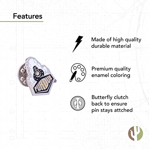 Image of Desert Cactus Purdue University Lapel Pin PUR Boilermakers Made of Metal for Formal Wear, Bag and Hat Jewelry, and Tie Tack