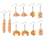 Handmade Simulation Bread Food Earrings for Women Lightweight Unique Ice Cream Popcorn Croissant French Bread Toast Dangle Drop Earrings (Bread)