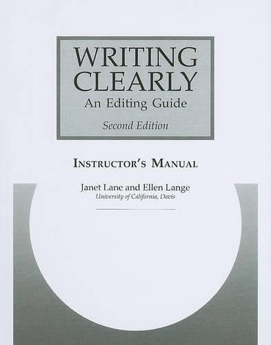 Writing Clearly - Teacher Manual - An Editing Guide