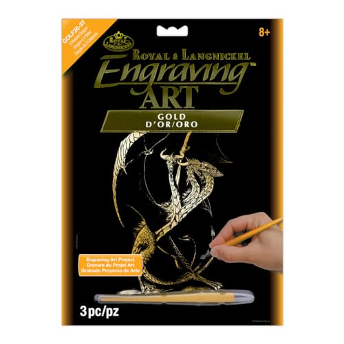 Royal Brush GOLDFL-26 Gold Foil Engraving Art Kit, 8 by 10-Inch, 3 Headed Dragon