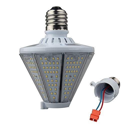 dephen 50W Led Corn Light Bulb with Removable E26 & E39 Base, 6500Lm 5000K Cone Led Down Light, Post Top Retrofit Led for Wall Lantern,Porch,High Bay,Warehouse,Garage,Canopy,Gym,Bollard (UL-Listed)