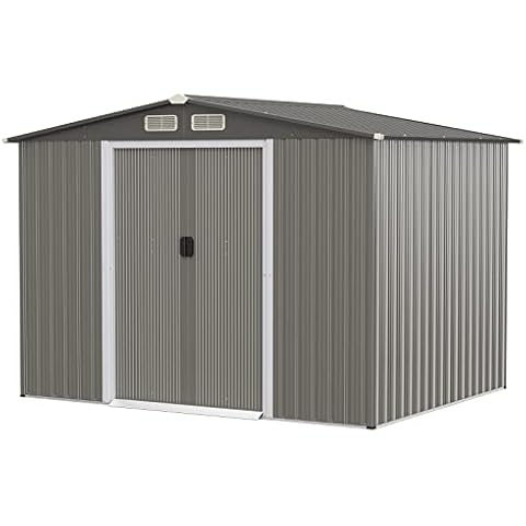 COSTWAY Gerätehaus mit Fundament, 260x207x180cm, Geräteschuppen aus verzinktem Stahl Cover