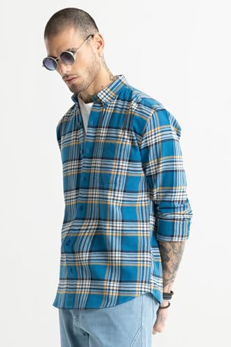 Image of SNITCH Blue Checkered Cotton Shirt