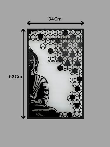 Image of METSY Metal Buddha Wall Decor Art | Stylish Wall Decorative Items for Living Room, Bed Roon Dining Room & Office | Wall Sculptures | Modern Wall Decorative Art & Accessories | (63Cm *64 Cm)
