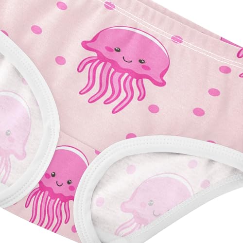 Cotton Toddler Underwear Floral Playful Cute Pink Jellyfish Pink Girl Panties Cute Colorful Kids Briefs Undies 2t4