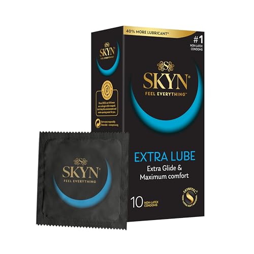 SKYN Extra Lube 10-Pack Condoms, Latex Free, Regular Size