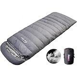 Fengzel Outdoor 封筒型寝袋 230*90cm大きいサイズ ダウン90% 600-2500g羽毛量 ３シーズン対応 最低使用温度-35℃ 大柄方に シュラフ (1500gダウン詰め（厳寒用）,320Tグレー)