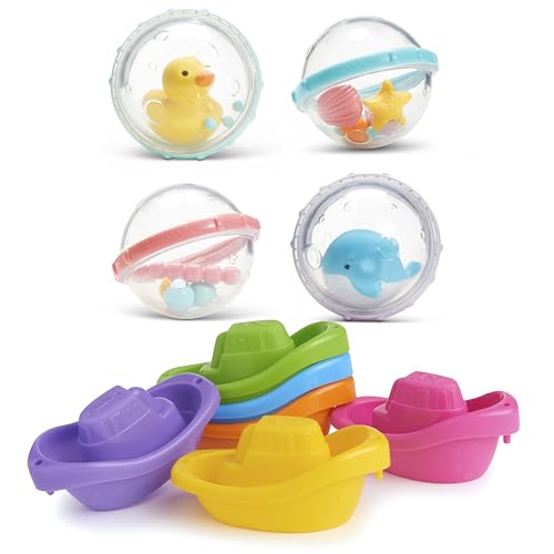 Image of Munchkin® Little Boat Train Baby and Toddler Bath Toy, 6 Piece Set & ® Float & Play Bubbles™ Baby and Toddler Bath Toy, 4 Count