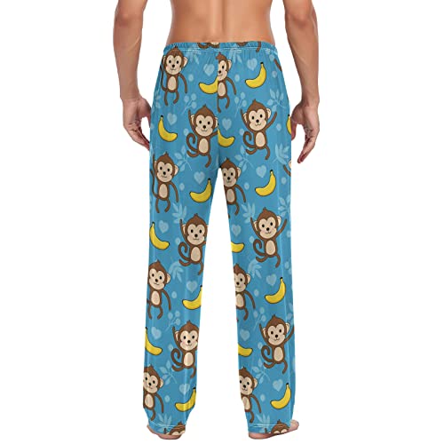 Cartoon Monkey Men's Pajama Pants with Pockets - Drawstring Lounge Pants2