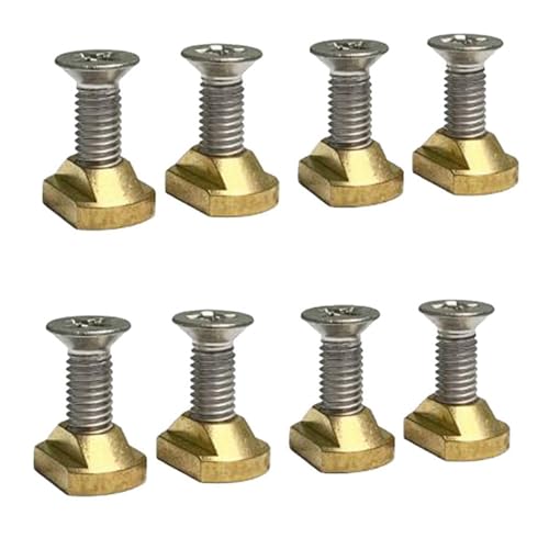 Wuden 8Pcs M8 Hydrofoil Mounting Brass T-Nuts for Surfing All Hydrofoil Tracks Outdoors Surfing Accessories Gold