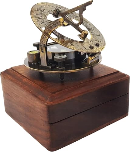 Brújula Náutica Vintage de Latón con Almanaque Solar miniatura 1