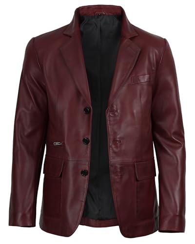 Image of Mens Real Lambskin Leather Blazer Jacket Sport Coat Style Business Casual
