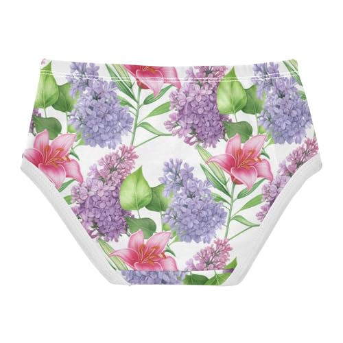 Joisal Colorful Lilies Lilac Flowers Little Girl Panties Toddler Underwear Floral Cotton Fun Print Underpants Briefs 2t2