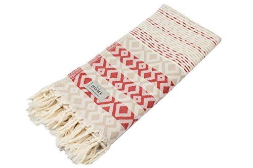 T&I Home Diamond Turkish Towels Beach Towels, Prewashed, Quick Dry, Boho Bathroom Towels | Peshtemal Towel for Beach, Bathroom, SPA, Gym, Yoga Blankets 36 x 70 Inches (Terracotta)