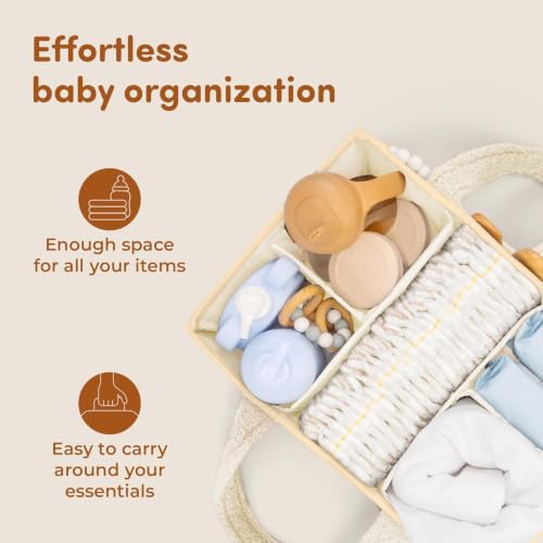 Baby Diaper Caddy Organizer with Sherpa Exterior & Teddy Charm for Nursery - Image 3