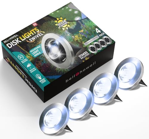 Bell+Howell Juego de luces giratorias LED solares inalámbricas para patio, jardín y césped, con 8 bombillas y estacas