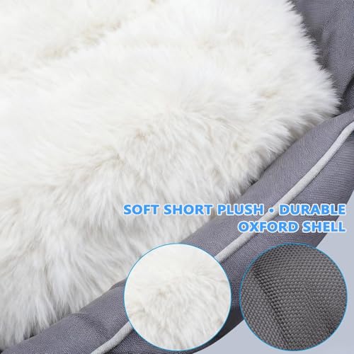 LxsNyvantic Hundebett 90×60×(18,5+10) cm Grau, Bequemes Hundekorb Mit Abnehmbarem Innenkissen, Waschbares Hundesofa Aus Oxfordgewebe & Geruchsregulierendem Kurzplüsch, Für Haustiere Bis 20 Kg