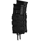 2 Pcs Molle Magazine Pouch, 5.56 Double Mag Holder with MOLLE/Various Duty Belt Clip, for Rifle Magazines from 223-7.62x39 (BK)
