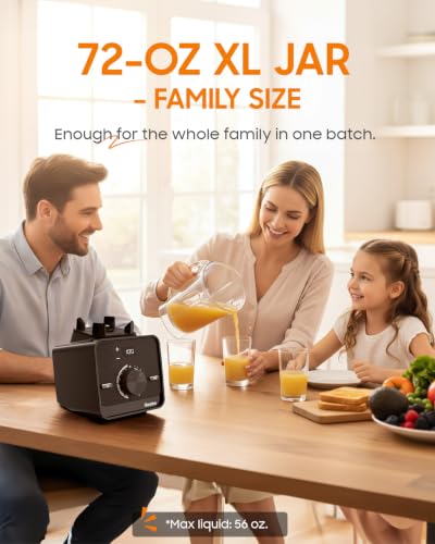 Professional High Power Blender, 2026 Upgraded 3.5HP Motor 30000 RPM, Heavy Duty Countertop Blender for Milkshake, Smoothie, Frozen Fruit & Ice, Hot Soup & Nut Milk, 72oz Eastman Tritan Jar, 10 Speeds - Image 5