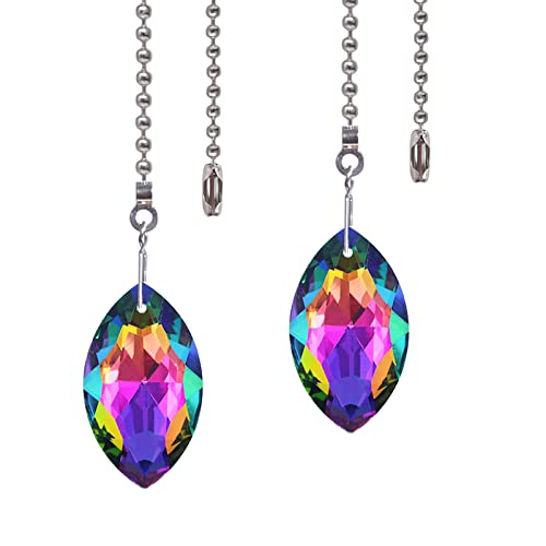 Image of 2pcs Crystal Prism Fan Chain Extender Pull Chain Switch Ceiling Fan Extension