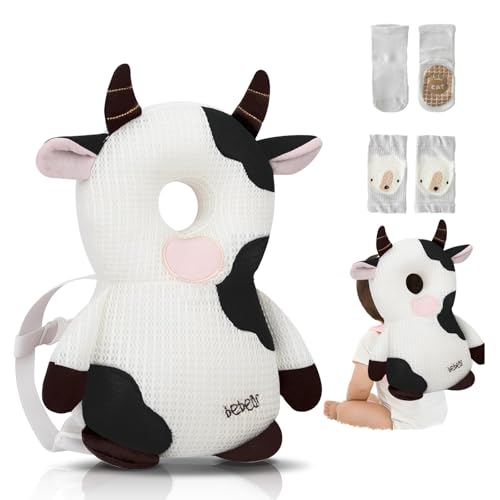 WKC Baby Head Protector Backpack with Knee Pads & Non-Slip Socks, Toddler Safety for Crawling & Walking (Style 7)