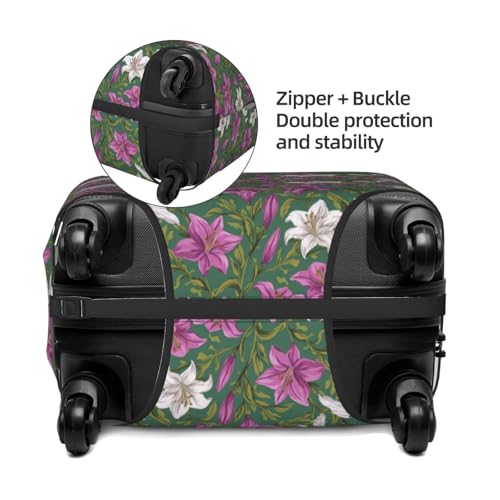 Lily Flowers Pattern Elastic Travel Luggage Covers Dustproof Scratch-Resistant Suitcase Protector Fit 22-24 Inch2