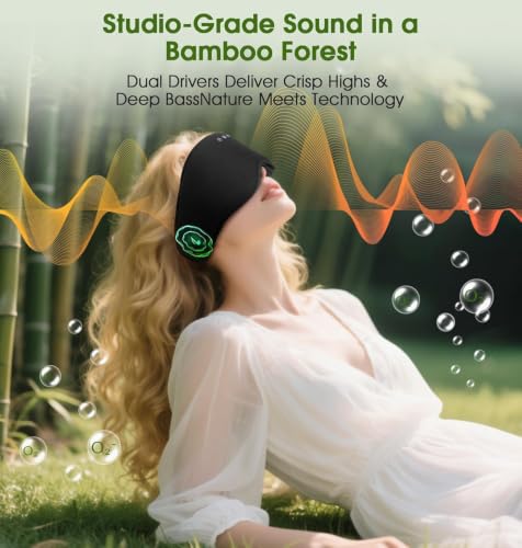 LC-dolida 2-in-1 3D Bamboo Cotton Blackout Sleep Mask w/ Bluetooth Headphones (3 colors) - image 6