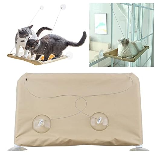 Yolistar Ventana Montada Hamaca para Gato, Ventana de Gato Cama de Hamaca con 4 Ventosas Grandes, Asiento de Ventana para Gato Hamaca para Cualquier Gato (Tela Oxford, Soportar hasta 15kg, 54x32cm)