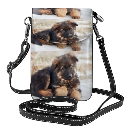 Sacoche téléphone femme berger allemand petit sac bandoulière et portefeuille