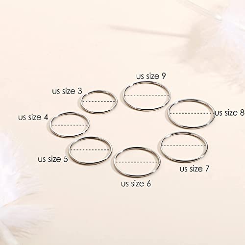 Milacolato ML-L-R0001-RGS Silver And Rose Gold Rings For Women | 1Mm Thin Stainless Steel Bands Rings | Midi Thumb Pinky Toe Stacking Kunckle Rings 7Pcs | Rounded Comfort-Fit Size 3/4/5/6/7/8/9 thumb #3