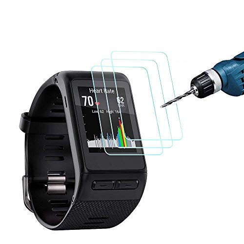 KIMILAR Screen Protector Compatible with Garmin vivoactive HR Tempered Glass Screen Protector, 3-Packs Premium HD Clear Film Ultra High Definition Invisible and Anti-Bubble Crystal Shield