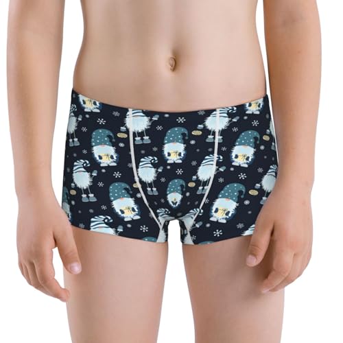 Boys' Cotton Boxer Brief Soft Underwear-Christmas Gnome Blue