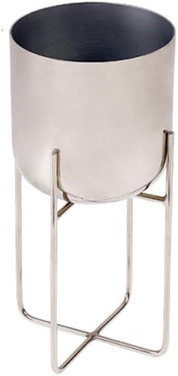 Nordic Gold Flower Rack Indoor Metal Plant Stand Balcony Decoration Display Shelf Garden Patio Holder for Living Room Bedroom(Silver,S)