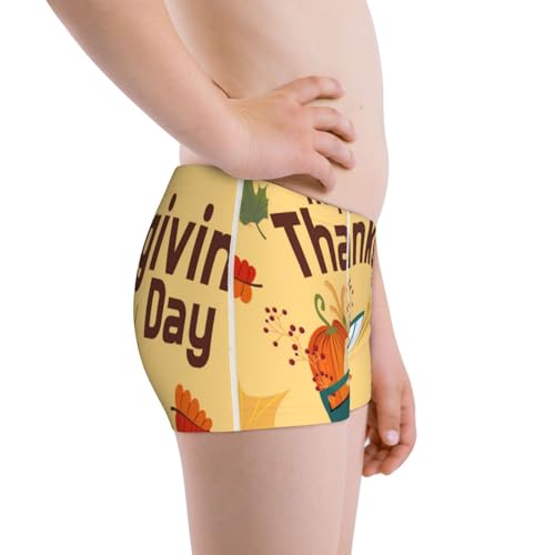 Boys' Cotton Boxer Brief Soft Underwear-Happy Thanksgiving Day2