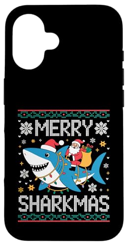 Merry Sharkmas AO[Z[^[ T^ CfBO V[N Cgt X}zP[X iPhone 16 p