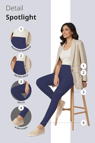 Image of Women's Cotton Lycra Ankle Length Leggings | Regular Rise, Soft 4 Way Stretch Fabric | Casual & Ethnic Wear