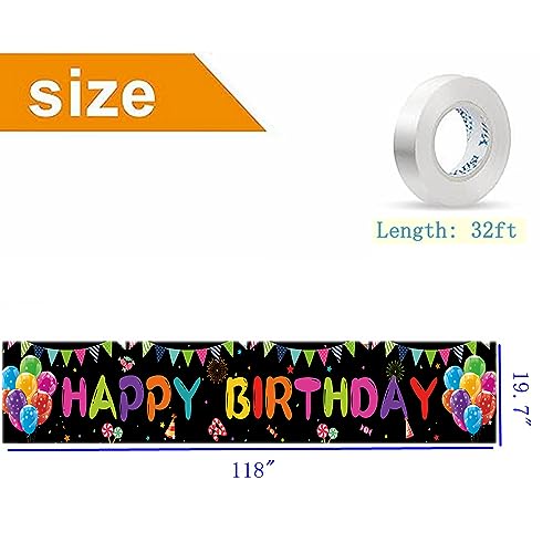 Happy Birthday Yard Banner - 118x19.7 inches, Large Outdoor & Indoor Decoration Banner