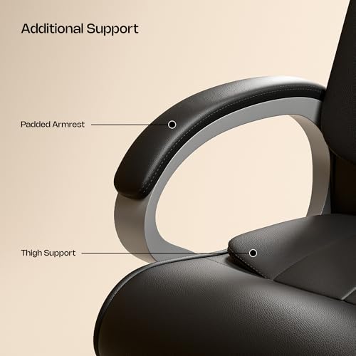 Image of Green Soul Kiev Orthopedic Boss Chair | Leatherette Office Chair | Ergonomic Executive Chair with Spacious Cushioned Seat | Heavy Duty Metal Base | Rocking Function (Black)