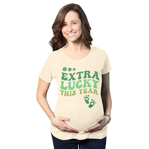 JINTING Women St Patricks Day Shirt Extra Lucky This Year Pregnancy Announcement Shirts Short Sleeve Maternity Tshirts