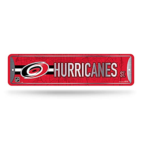 Rico Industries NHL Carolina Hurricanes Home DÃƒ©cor Metal Street Sign (4" x 15") - Great for Home, Office, Bedroom, & Man Cave - Made