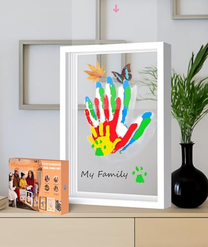 Family Handprint & Hand Casting Kit – DIY Craft Keepsake with Wooden Frame, Non-Toxic Paints, Baby...