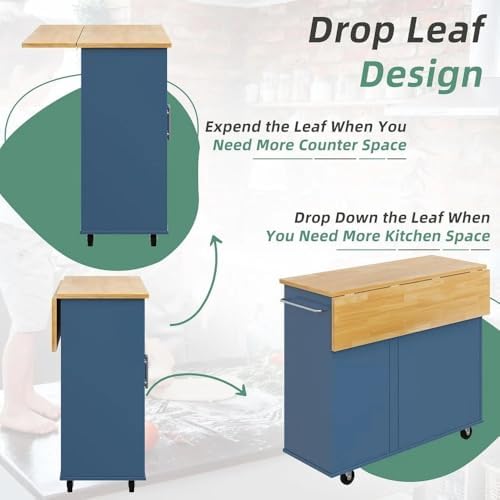 Chariot de cuisine roulant avec plaque rabattable pliable, chariot de service portable avec grand espace de rangement pour un usage domestique et commercial