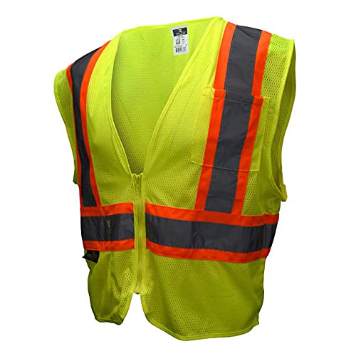 Image of Radians SV22-2ZGM-3X Polyester Mesh Economy Class 2 High Visibility Zipper Closure Vest with Two-Tone Trim, 3X-Large, Green