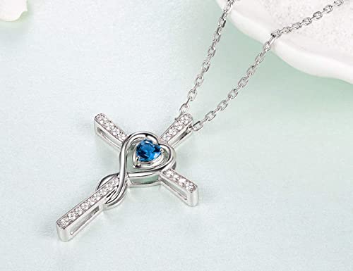 Dorella Love Infinity Necklace for Women Birthday Gifts Wife Mom September October Birthstones Blue Sapphire Tourmaline and More Stones Jewelry 925 Sterling Silver3
