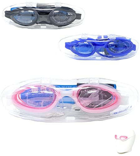 AQASKIN Lunettes de natation professionnelles anti-buée anti-fuite, piscine et mer pour adultes et enfants, pont de nez fixe souple. Variantes de Quantité, Couleur Noir, Bleu, Rose Cover