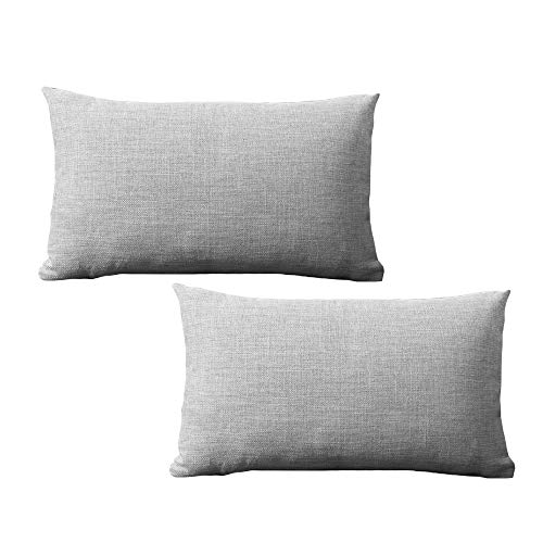 yokamira Lot de 2 Housse Coussin, Housse de Coussin pour Oreiller en Fibres de Lin Antiallergique et Confortable Decoration Canapé Salon Moderne Voiture Chambre Taie d'oreiller (Gris, 30x50 cm)